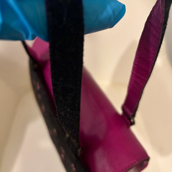 Bruno Magli Black Wool & Fuchsia Leather Handbag - Picture 7 of 16